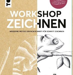 Workshop Zeichnen - 3 in 1 Zeichenmappe (1 Anleitungsbuch + Zeichenpapier + 1 Faber-Castell Pastellstift Weiß)
